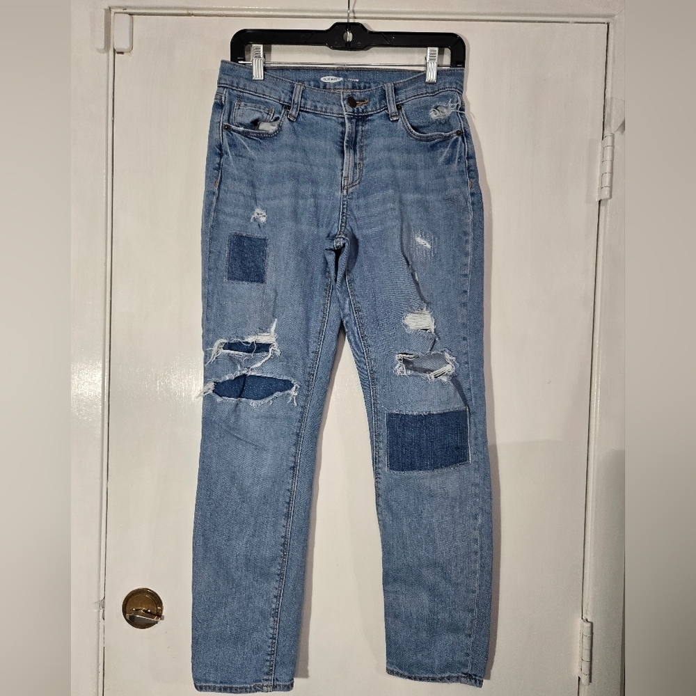 Old Navy Boyfriend Patch Jeans Sz 2